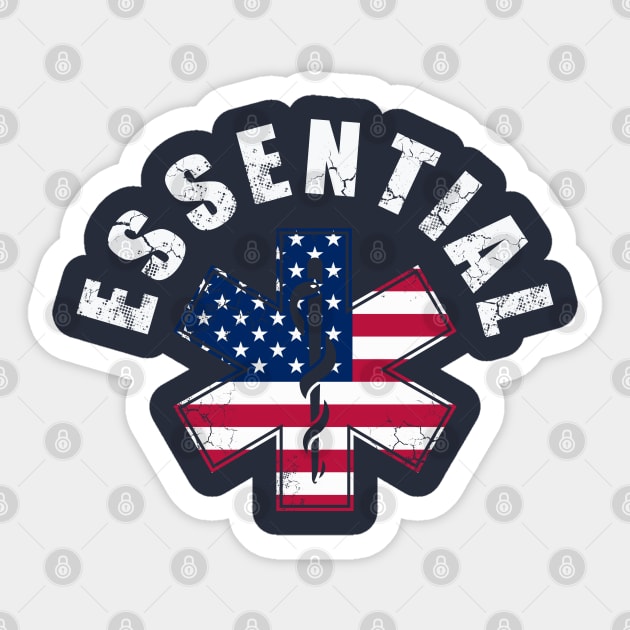 USA Essential Worker EMT Nurse First Responders Sticker by E